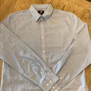 H & M Easy Iron Slime Fit Large Blue Shirt